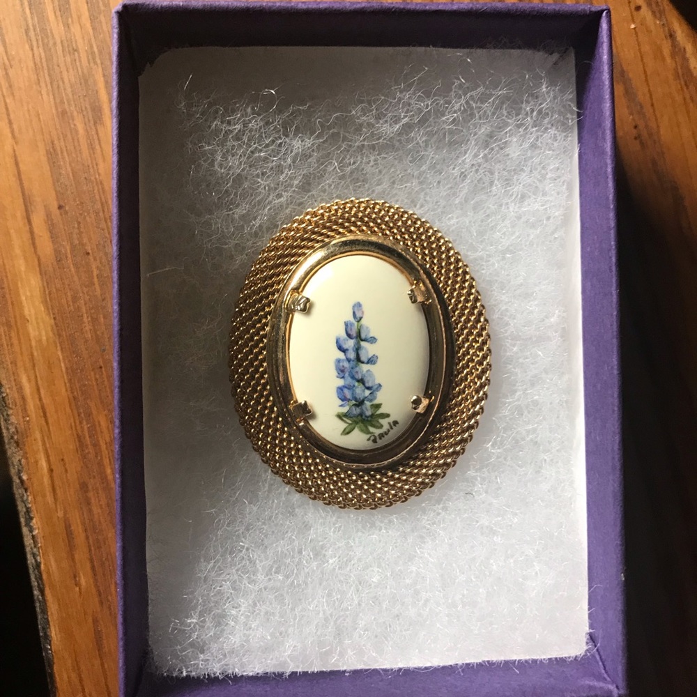 Vintage bluebonnet brooch